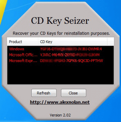 Capture d'écran de l'application CD Key Seizer - #1