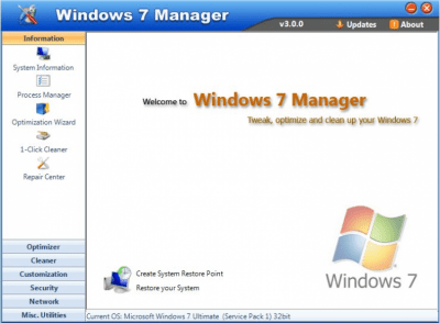 Capture d'écran de l'application Windows 7 Manager - #1