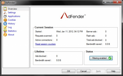 Capture d'écran de l'application AdFender - #1