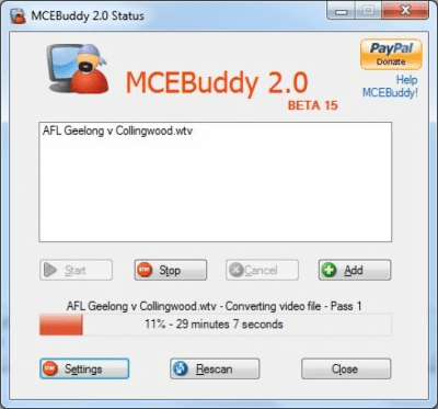 Capture d'écran de l'application MCEBuddy - #1