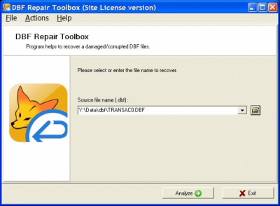 Capture d'écran de l'application DBF Repair Toolbox - #1