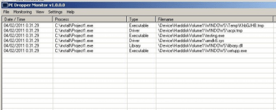 Capture d'écran de l'application PE Dropper Monitor - #1
