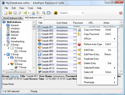 Capture d'écran de l'application KeePass Professional Edition - #2