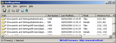 Capture d'écran de l'application ShellBagsView - #1