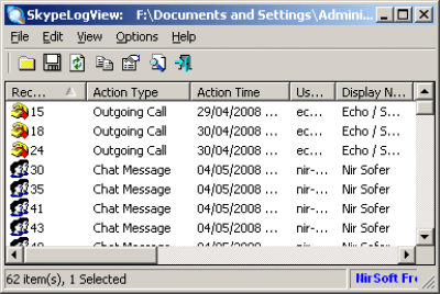 Capture d'écran de l'application SkypeLogView - #1