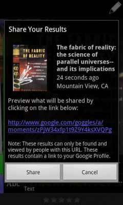 Capture d'écran de l'application Google Goggles - #3