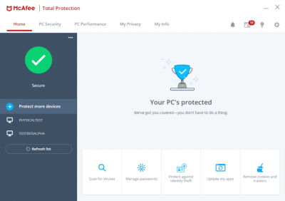 Capture d'écran de l'application McAfee Total Protection - #1