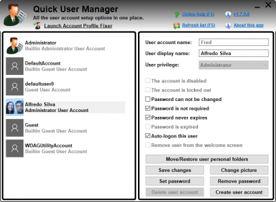 Capture d'écran de l'application Quick User Manager - #1