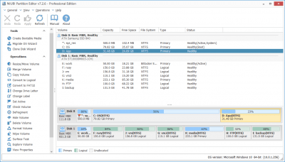 Capture d'écran de l'application NIUBI Partition Editor Professional Edition - #1