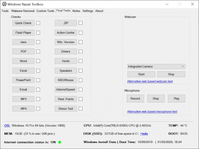 Capture d'écran de l'application Windows Repair Toolbox - #3