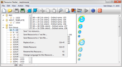 Capture d'écran de l'application Resource Hacker - #3