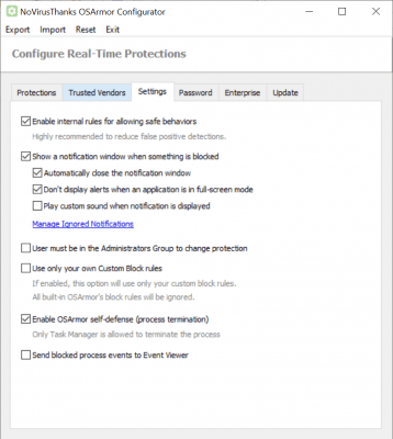 Capture d'écran de l'application OSArmor - #3