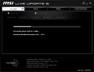 Capture d'écran de l'application MSI Live Update - #2