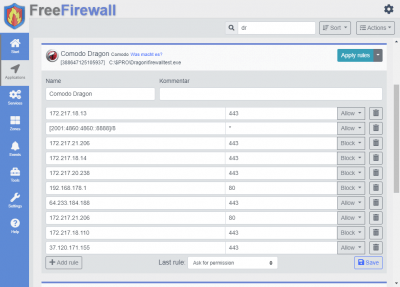 Capture d'écran de l'application Free Firewall - #3