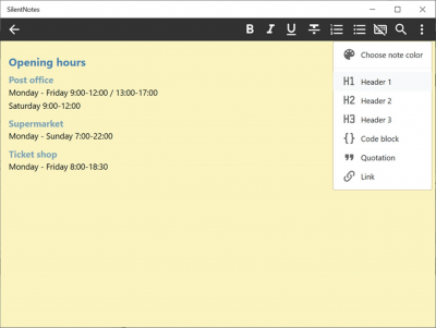 Capture d'écran de l'application SilentNotes - #3
