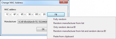 Capture d'écran de l'application LizardSystems Change MAC Address - #4
