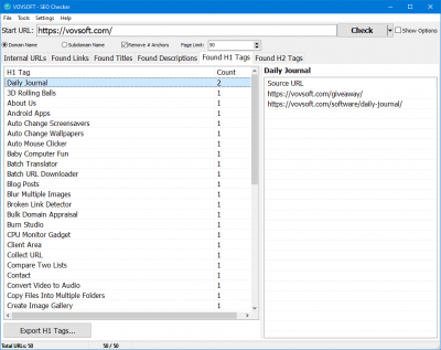 Capture d'écran de l'application VOVSoft SEO Checker - #5