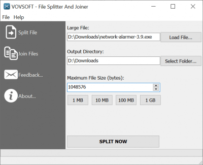 Capture d'écran de l'application Vovsoft File Splitter And Joiner - #1