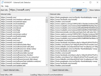 Capture d'écran de l'application Vovsoft External Link Detector - #1