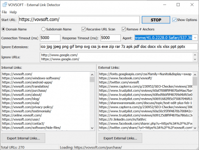 Capture d'écran de l'application Vovsoft External Link Detector - #2