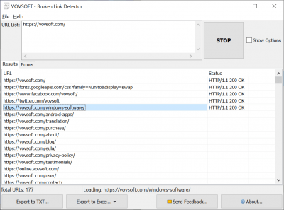 Capture d'écran de l'application Vovsoft Broken Link Detector - #1