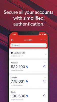 Capture d'écran de l'application LastPass Authenticator - #1