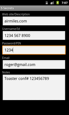 Capture d'écran de l'application Secrets for Android - #4