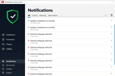 Capture d'écran de l'application BitDefender Antivirus Plus - #4