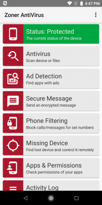 Capture d'écran de l'application Zoner AntiVirus Free - #1