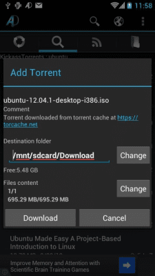 Capture d'écran de l'application aDownloader - torrent download - #1