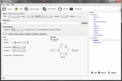 Capture d'écran de l'application HandBrake pour Windows - #1