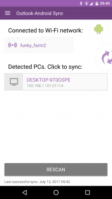 Capture d'écran de l'application Outlook-Android Sync - #1