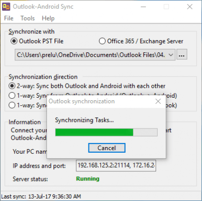 Capture d'écran de l'application Outlook-Android Sync - #5