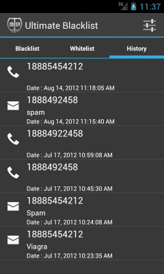 Capture d'écran de l'application Liste noire d'Axoft - #3