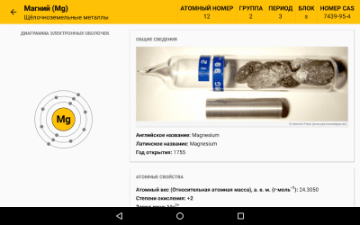 Capture d'écran de l'application Table de Mendeleïev 2021. La chimie dans votre poche - #7