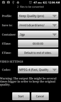 Capture d'écran de l'application Video Converter Android - #4