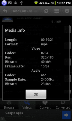 Capture d'écran de l'application Video Converter Android - #8