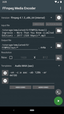 Capture d'écran de l'application FFmpeg Media Encoder - #1