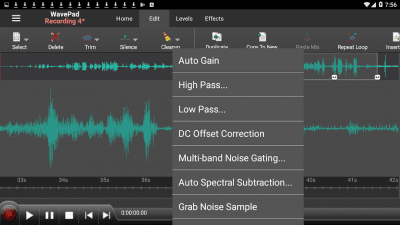 Capture d'écran de l'application WavePad Audio Editor Free - #4