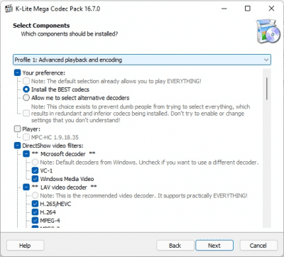 Capture d'écran de l'application K-Lite Codec Pack - #3