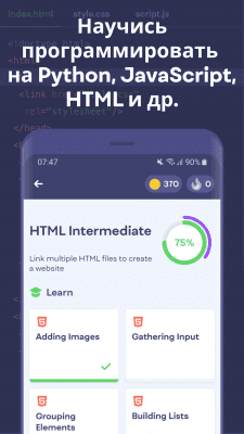 Capture d'écran de l'application Mimo : Apprenez les bases de JavaScript, Python, HTML, etc. - #5
