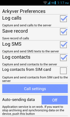 Capture d'écran de l'application Enregistrement des appels et des textos d'Arkyver - #4