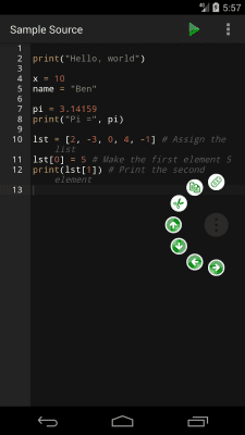 Capture d'écran de l'application Python Programming Interpreter - #3