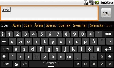 Capture d'écran de l'application Hacker's Keyboard Swedish dictionary - #1