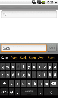 Capture d'écran de l'application Hacker's Keyboard Swedish dictionary - #2