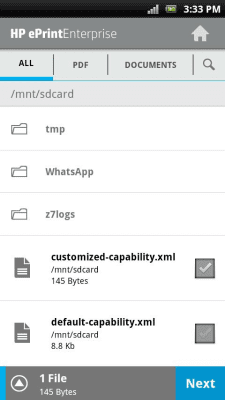 Capture d'écran de l'application HP ePrint Enterprise (service) - #6