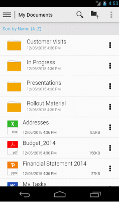 Capture d'écran de l'application SAP Mobile Documents - #1