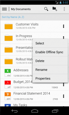 Capture d'écran de l'application SAP Mobile Documents - #2