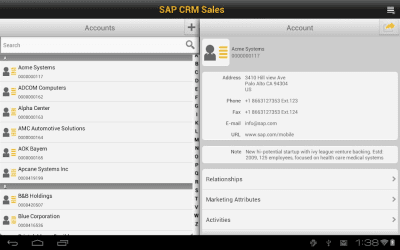 Capture d'écran de l'application SAP CRM Sales - #1