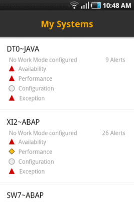 Capture d'écran de l'application SAP System Monitoring - #3